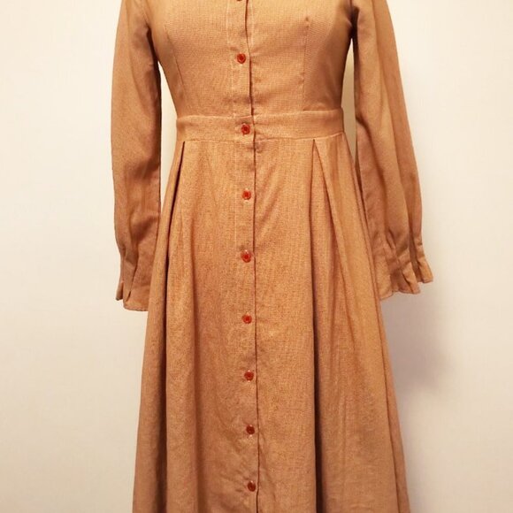 Vintage BOHO button down Shirt Dress Gingham Plaid Fit & Flare Day Dress - Picture 4 of 16